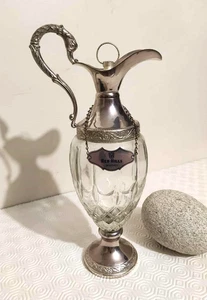 ancienne carafe Whisky Red Hills cristal métal argenté vintage 60 - Picture 1 of 7