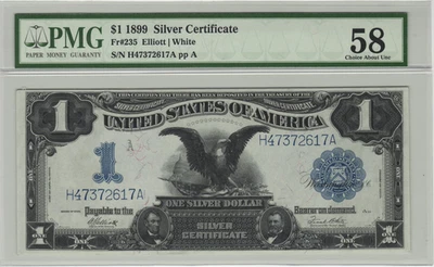 Fr.233 1899 Black Eagle $1 Silver Certificate PMG Choice AU 58 - Image 1 of 2