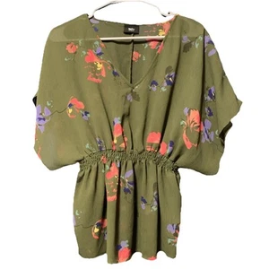 Mossimo Green Floral Sheer Top Size Small - Picture 1 of 1