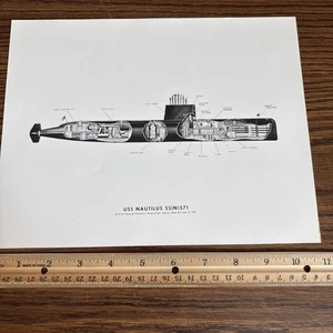 VTG 1961 USS Nautilus SSN-571 General Dynamics Electric Boat Submarine Diagram - Picture 1 of 3