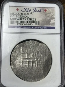 1618-1622 Mo D Mexico 8 Reales Sao Jose Shipwreck Recovery NGC Certified - Picture 1 of 3