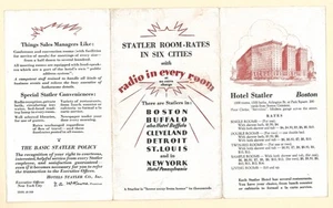 c. 1933-36 STATLER HOTELS Brochure- 6-Cities - Radio In Every Room- Rates - Picture 1 of 7
