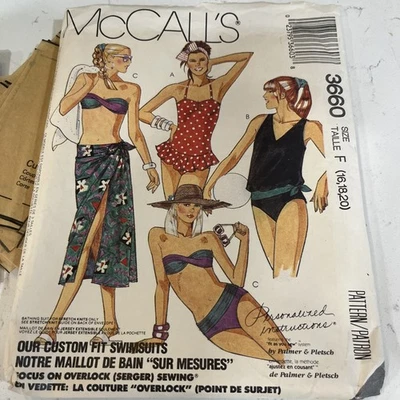 Mccall 3660 Women Size 16, 18, 20 - 1988 Swimsuit CUT Complete Sewing Pattern - Image 1 of 4