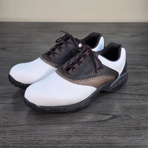 Footjoy  Flexzone 45402 White Brown Leather Saddle Golf Shoes Sz 13W - Picture 1 of 9