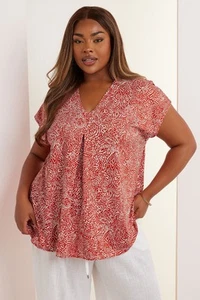 Yours Curve Women's Plus Size Paisley Print Pleat Front Top - Picture 1 of 13