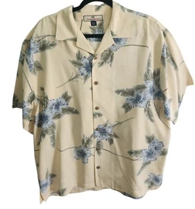 Tommy Bahama Herren Button Down Floral 100% Seide Camp Hemd Medium Kurzarm L - Bild 1 von 6