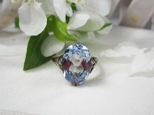 Art Deco 9kt gold ring with Large Spinel, August Birthstone ring, Blue spinel - Picture 1 of 10