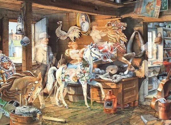 CHARLES PETERSON "Caballos Carrusel" 16.5" X12" (ENCORE) FIRMADO Y Sin Impresión Foto 1 de 1