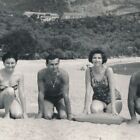 183 VTG ORG BW PHOTO Swimsuit Women Shirtless Men Guys on Knees Beach Portrait
