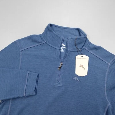 Tommy Bahama Half Zip Pullover Blue ST227305TX Oversized Size S - Image 1 of 4