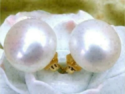 Real AAAAA Akoya 10-11mm white stud pearl earrings 14k Limited time promotion - Image 1 of 4