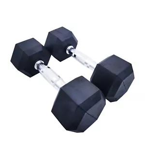40kg Rubber Hex Dumbbells Pairs Weight Lifting Strength Training Home Gym - Picture 1 of 4