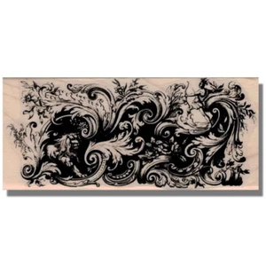 Wood Rubber Stamp, Victorian Flourish, Media, Leaf, Vintage,Ornament,Antique,Art - Picture 1 of 11