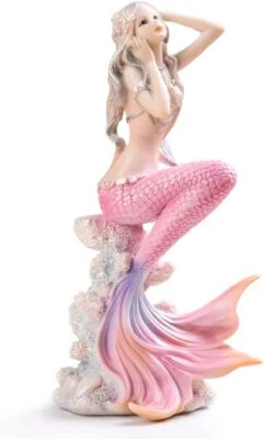 Estatuillas Sirena Rosa 7.28" Resina Sirena Escultura Princesa Mediterránea O... Foto 1 de 2