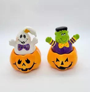 Halloween Tea Light Holders Jack O Lantern Ghost Frankenstein - Picture 1 of 5
