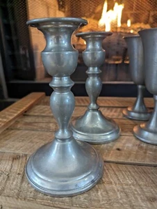 Set of 2 Lenox Weighted Pewter Candlesticks  - Picture 1 of 3