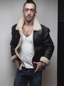 B3 Sheepskin Shearling Bomber Jacket Size 42-44 L Eagles AP schott cockpit - Picture 1 of 8