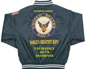 USS MASSEY  DD-778 DESTROYER  EMBROIDERED SATIN JACKET(BACK ONLY) - Picture 1 of 5