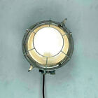 Original Vintage Reclaimed Aluminum Old Ship Ceiling Wall Deck Light- Iron Cage