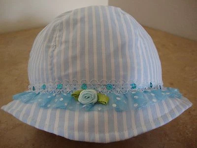 New Baby Girls' Hat, Bonnet Blue and White One Size Kids' Clothing & Accessories - Image 1 of 2