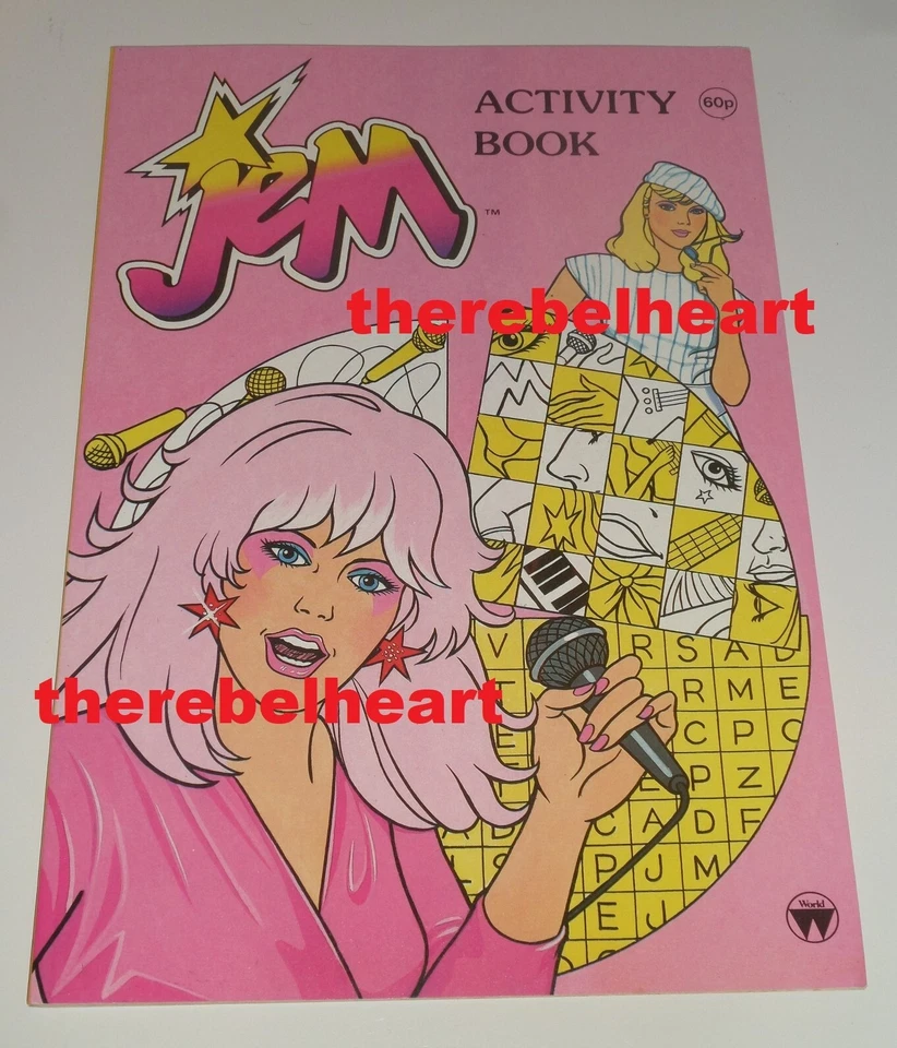 Libro para colorear actividades del Reino Unido Jem 1986 hologramas Hasbro obras de arte inadaptadas SIN USAR raro Foto 1 de 1
