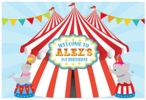 CIRCUS BIG TOP PERSONALISED BIRTHDAY PARTY BANNER BACKDROP DECORATION - Bild 1 von 4