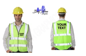Custom HI-Visibility Safety Vest Your Text W/Reflective hook & loop closure XL - Picture 1 of 12