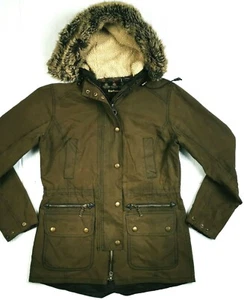 HOT Women BARBOUR KELSALL UTILITY PARKA HOOD LINED BROWN WAXED Jacket 8UK 4US XS - Picture 1 of 12