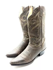 J.B. Dillon Womens Brown Distressed Goat Leather Cowboy Boots 9.5 B Western Snip - Picture 1 of 12