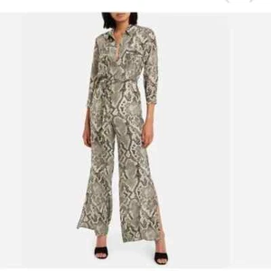 L'AGENCE | Teddy Jumpsuit 3/4 Sleeve Riverbank Python Print 2 - Picture 1 of 14