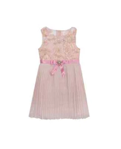 Rare Editions Little Girls Pleated Dress with Embroidered Bodice Pink Size 4T - Picture 1 of 2