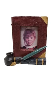 vintage 1980's youngs resin book, pen and ink themed picture frame 5"h x 4"w, 2. - Picture 1 of 2