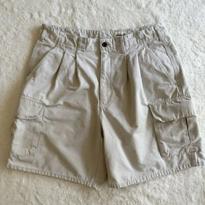 Vintage Eddie Bauer Cargo Shorts Mens 36 Khaki Cotton - Picture 1 of 13