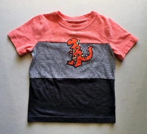 Baby Boy's embellished ready-made tee, ss, gray/orange, 18M, added dinosaur - Picture 1 of 2