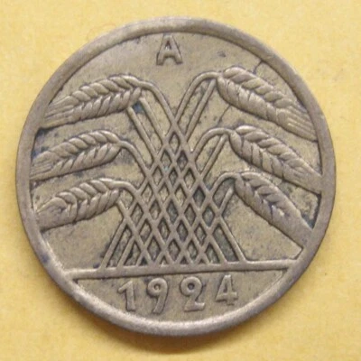 1924-A Germany Weimar Republic 5 Reichspfennig Take a Look - Image 1 of 2