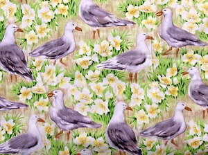 Northcott Fabric The State Birds Seagull Suzan Ellis Utah 33" x 44"W - Picture 1 of 3