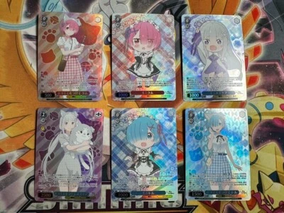 Weiss Schwarz Japanese Re:Zero Vol. 3 Set Of 6 Promo Foil PR Rem Ram Emilia - Image 1 of 4