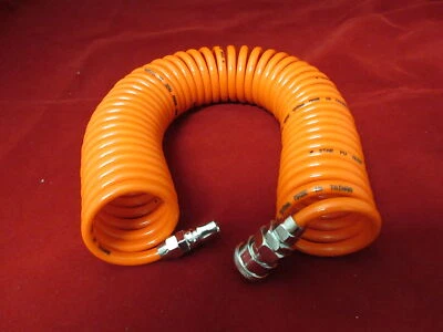 PU Coil Tube 10mm x 6.5mm 9m Orange Polyurethane Recoil Pipe Spring Air Hose - Image 1 of 3