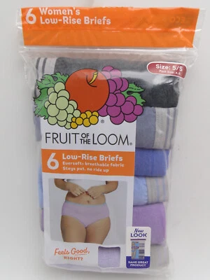 Calzoncillos de tiro bajo 6pr para damas talla 5 Fruit of the Loom ropa interior de colores surtidos Foto 1 de 2