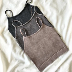 Callie Washed Ribbed Seamless Cropped Camis - Picture 1 of 7