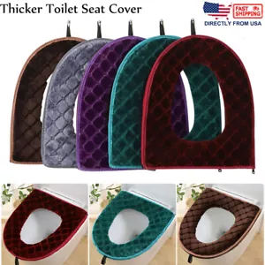 Winter Bathroom Toilet Seat Cover Pad with Zipper Washable Soft Seat Cover Pad - Picture 1 of 27