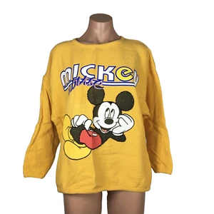 Vintage 90er Mickey Unlimited M/L gelb L/S Shirt Mickey Mouse Disney Sketch - Bild 1 von 9