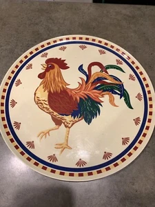Rooster Tray Platter Melamine 13” Round - Picture 1 of 5
