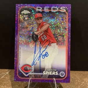2024 Topps Chrome Carson Spiers Purple Speckled /299 Rookie Reds On Card Auto - Picture 1 of 3