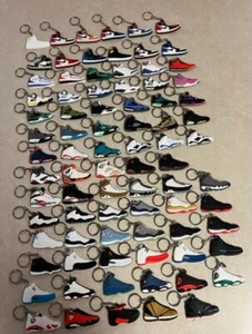 2D 3D Silicone Sneaker Keychain - Air Jordan 1-16 , Yeezy 350, 500, 750 New - Picture 1 of 148