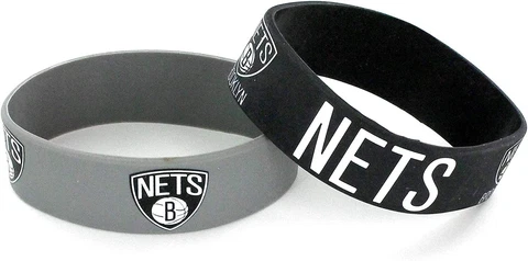 Aminco NBA Brooklyn Nets 2 Pack Wide Silicone Bracelets Cover