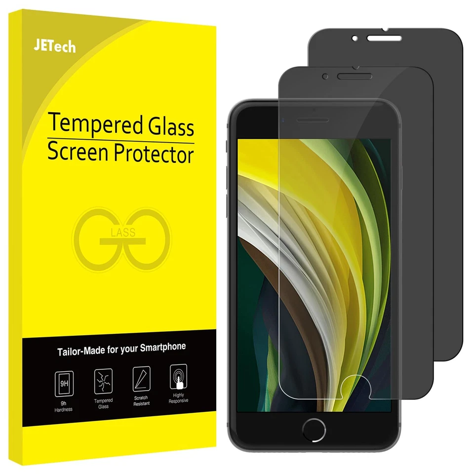 JETech Privacy Screen Protector for iPhone 7/8 Clear Tempered Glass 2-pack