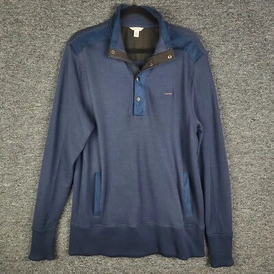 Suéter Informal Calvin Klein Para Hombres 1/4 Cremallera Cuello Azul Marino Foto 1 de 4