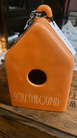 NEW Rae Dunn Artisan Collection by Magenta “Southbound” Orange Birdhouse Cover