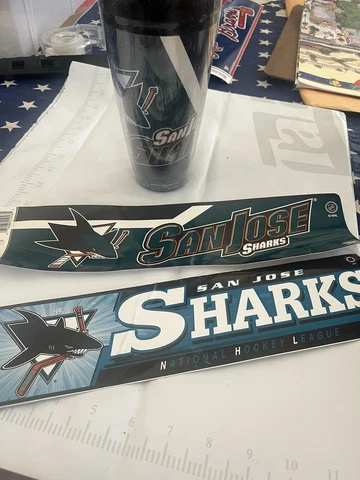 San Jose Sharks Travel Mug And Two Number Stickers (brand New W/ Tags) Cover